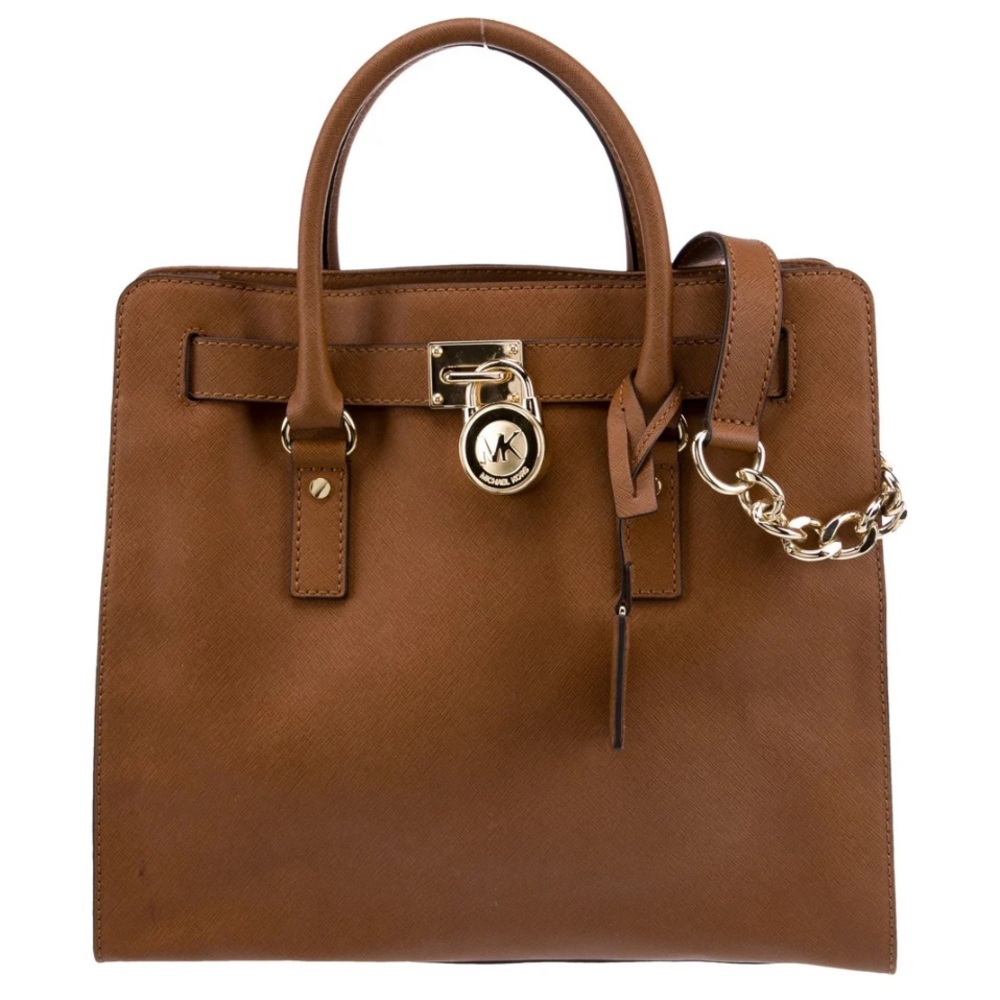 Michael Kors Hamilton North South Tan Saffiano Tote Crossbody Satchel Purse
